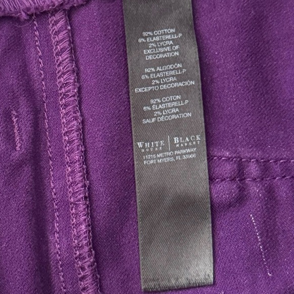 White House Black Market BLANC Purple Slim Leg Ankle Denim Jeans Size 0R - Picture 8 of 8